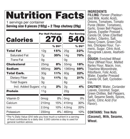 Nutrition info